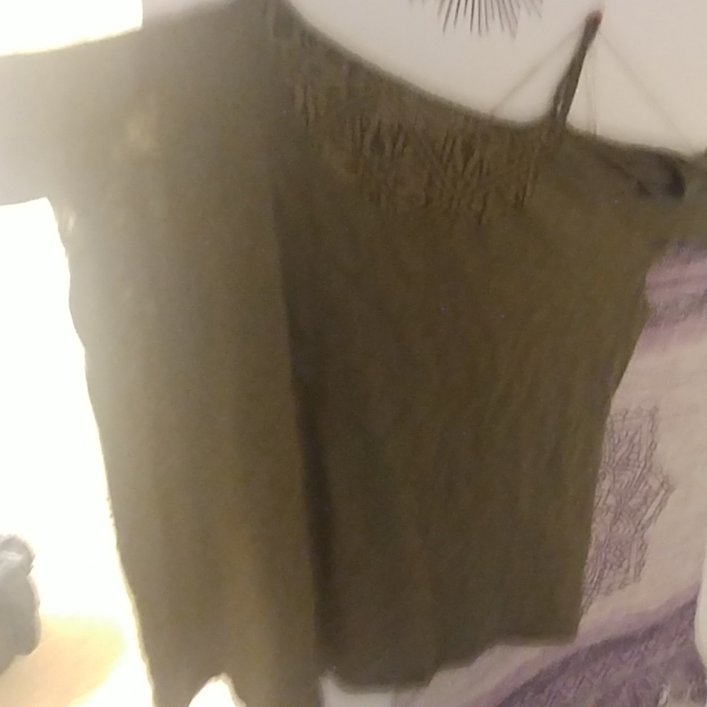 Olive green cold shoulder top NWT